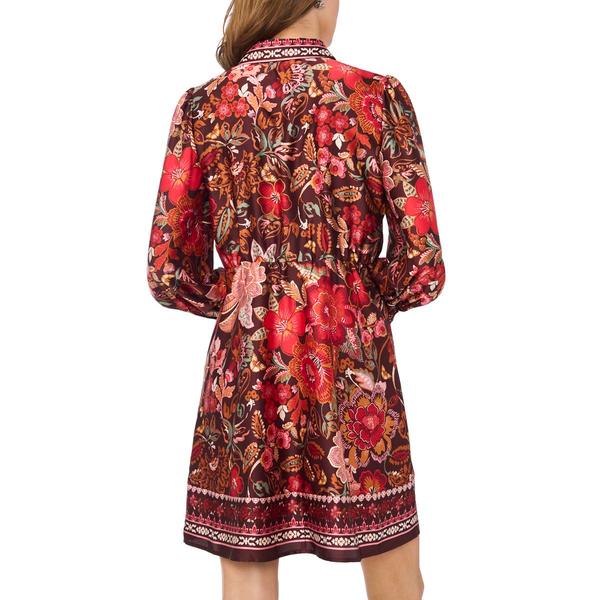 Womens MSK Long Sleeve Floral Charmeuse Tie Front Dress alternate view