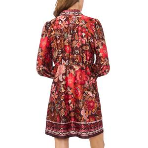 Womens MSK Long Sleeve Floral Charmeuse Tie Front Dress alternate view