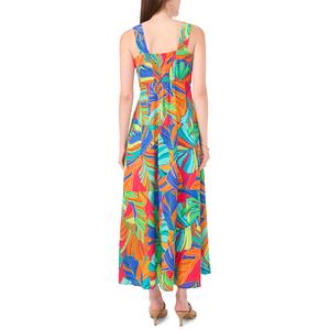 Womens MSK Sleeveless Tropical Challis Smock Back Midi Dress alternate view