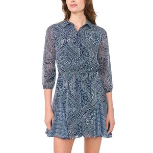 Womens MSK Long Sleeve Floral Medallion A-Line Dress