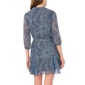 Womens MSK Long Sleeve Floral Medallion A-Line Dress alternate view