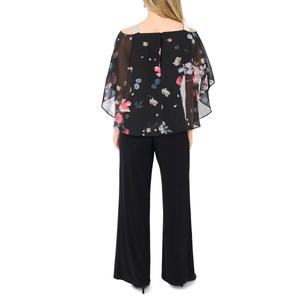 Womens MSK Sheer Floral Overlay Rhinestone Trim Jumpsuit alternate view