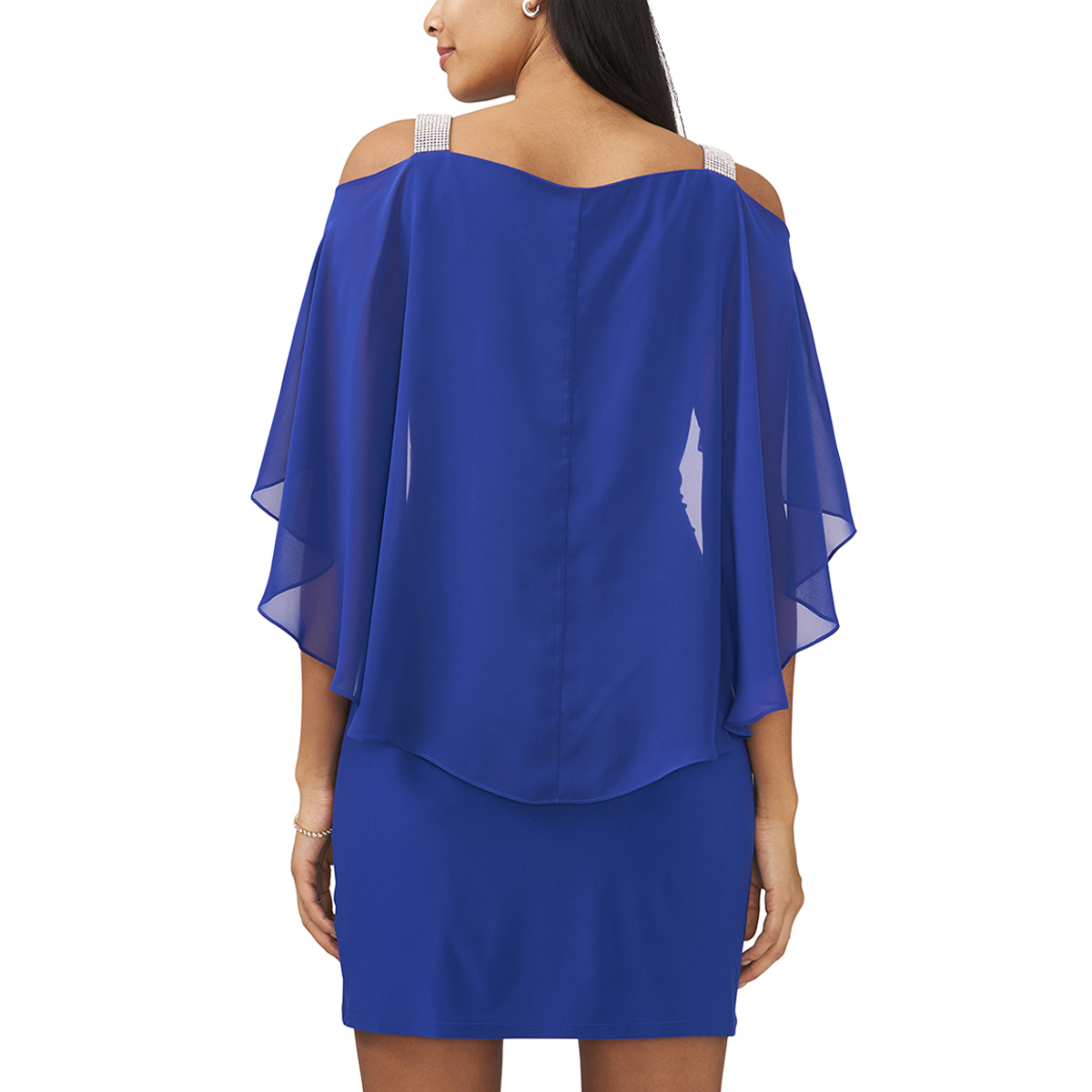 Womens MSK Capelet Overlay Side Drape A-Line Dress