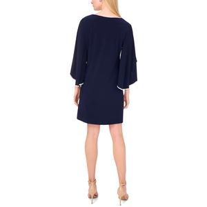 Womens MSK Rhinestone Trim Open Sleeve V Neck Shift Dress alternate view