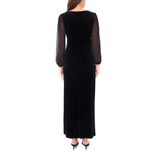 Womens MSK Long Sleeve Velvet Surplice Side Slit Evening Gown alternate view
