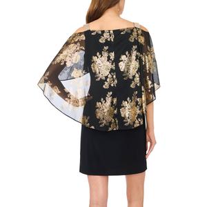 Womens MSK Sleeveless Foil Floral Overlay Rhinestone Sheath Dress alternate view