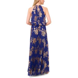 Petite MSK Sleeveless Halter Neck Pleated Foil Maxi Dress alternate view