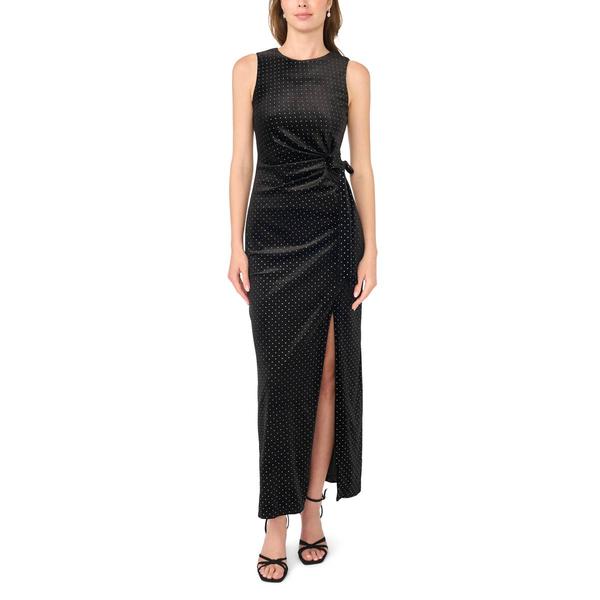 Womens MSK Sleeveless Allover Rhinestone Side Slit Maxi Dress
