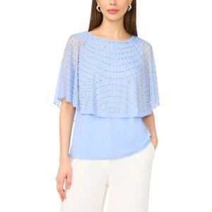 Womens MSK Beaded Capelet Overlay Blouse