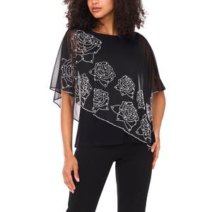 Womens MSK Bead Embellishment Poncho Overlay Blouse