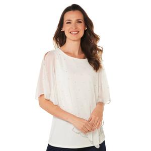 Womens MSK Farage Beaded Trim Overlay Blouse
