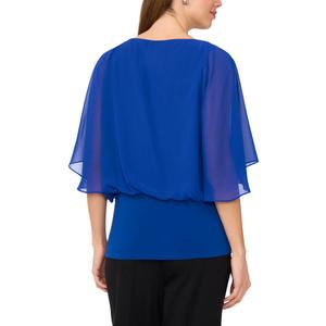 Petite MSK 3/4 Sleeve Rhinestone Trim Blouson Blouse alternate view