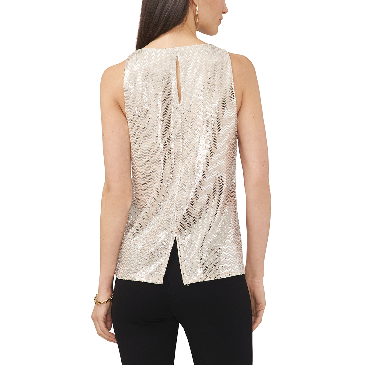 Womens MSK Sleeveless Keyhole Neck Shine Tank