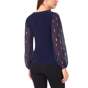 Womens MSK Long Sleeve Foil Dot Wrap Blouse alternate view