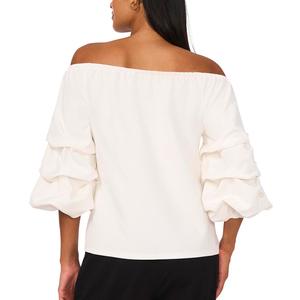 Womens MSK Pearl Trim Lantern Sleeve Off The Shoulder Blouse alternate view