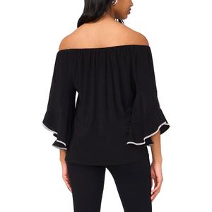 Womens MSK Off The Shoulder Rhinestone Trim Bell Sleeve Blouse alternate view