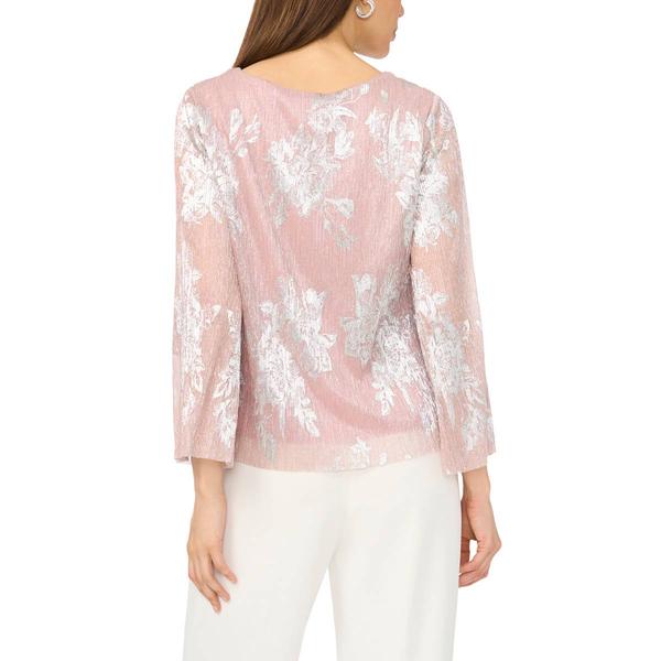 Womens MSK 3/4 Sleeve Floral Shimmer Flyaway Blouse alternate view
