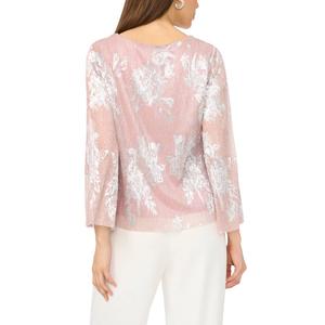 Womens MSK 3/4 Sleeve Floral Shimmer Flyaway Blouse alternate view
