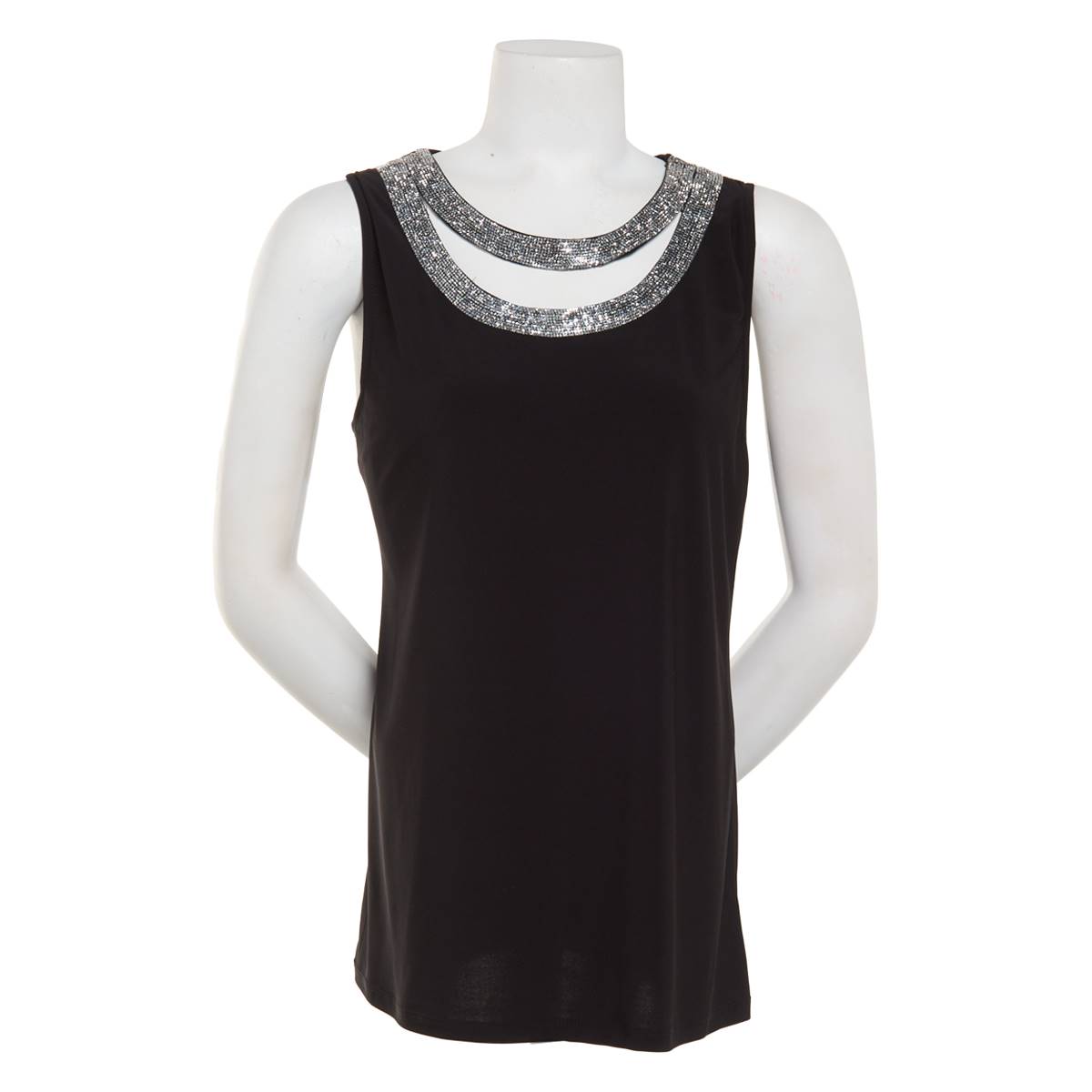 Womens MSK Sleeveless Sleeveless Rhinestone Necklace Blouse