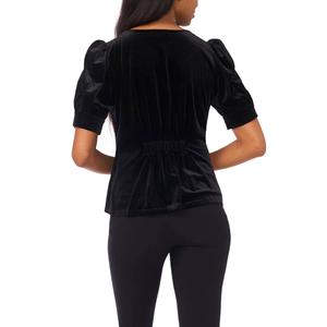 Womens MSK Short Sleeve V Neck Rhinestone Bows Blouse alternate view