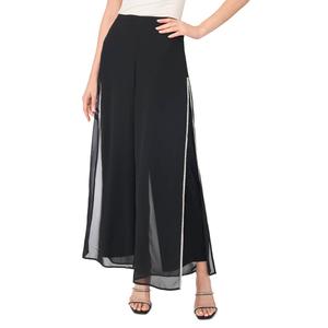 Womens MSK Rhinestone Trim Side Slit Chiffon Palazzo Pants