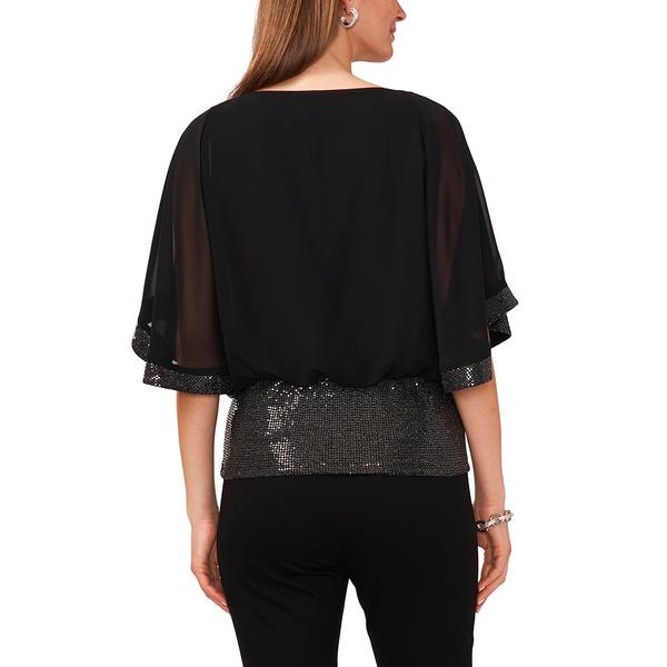 Womens MSK Sequin Band Solid Blouson Blouse alternate view
