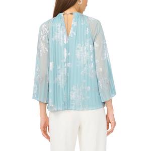 Womens MSK 3/4 Sleeve Floral Shimmer Keyhole Neck Blouse alternate view
