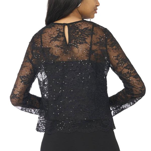 Womens MSK Long Sleeve Sequin Lace Blouse alternate view