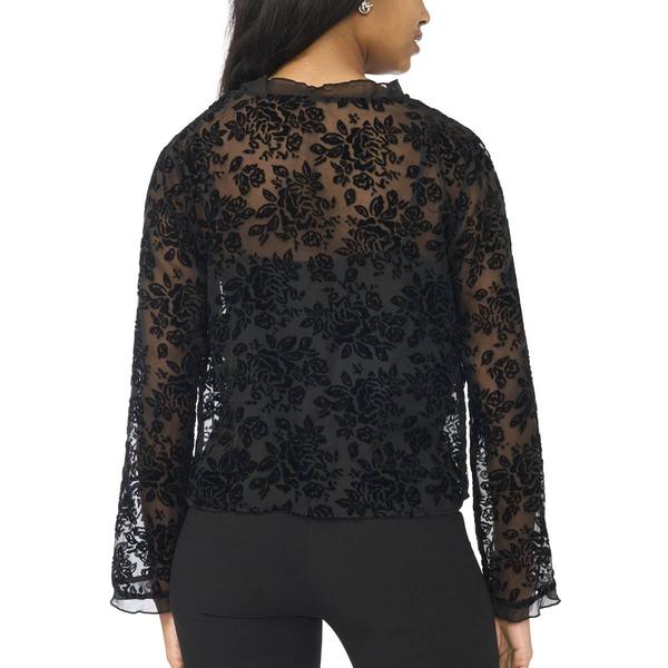 Womens MSK Long Sleeve Floral Velvet Burnout Blouse alternate view
