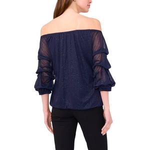 Womens MSK Glitter Off the Shoulder Lantern Sleeve Blouse alternate view
