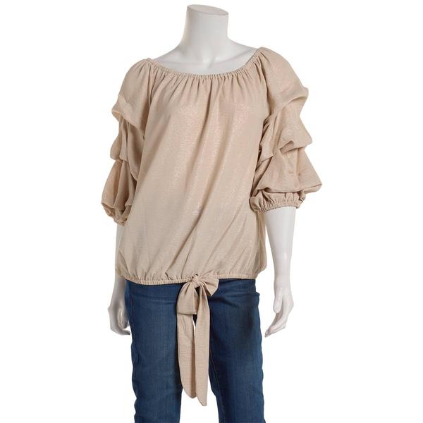 Womens MSK Lantern Sleeve Tie Waist Blouse