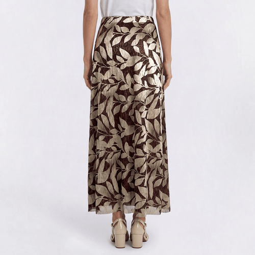 Womens MSK Gold Pull On Foil Leaf Maxi Skirt alternate view