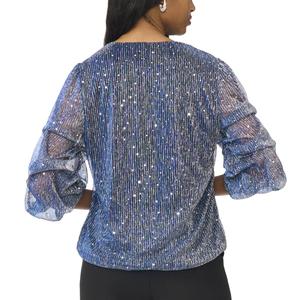 Womens MSK Lurex Crinkle Lantern Sleeve Blouse alternate view