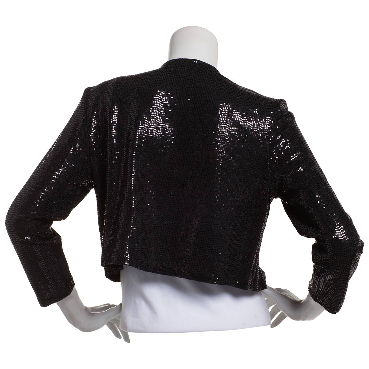 Womens MSK 3/4 Sleeve Sequined Cropped Shawl