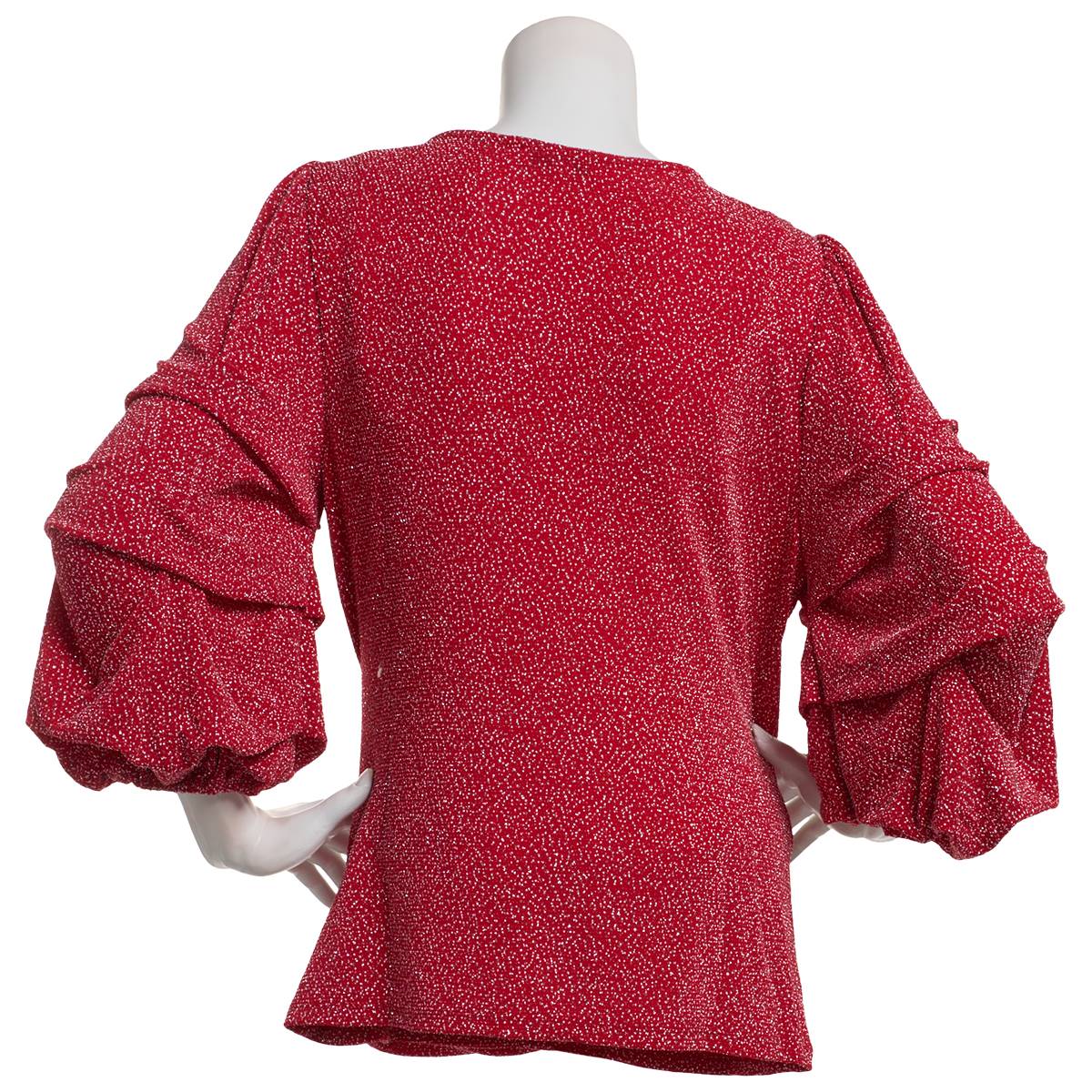 Womens Chaus Surplice V-Neck Lantern Sleeve Rhinestone Blouse