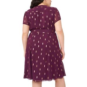 Plus Size MSK Short Sleeve Foil Dot Pintuck A-Line Dress alternate view