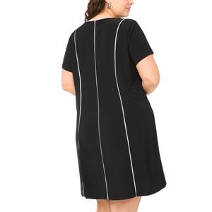 Plus Size MSK Short Sleeve V Neck Stripe A-Line Dress alternate view