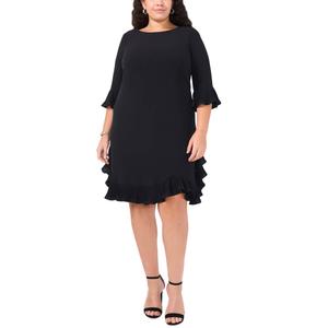 Plus Size MSK Elbow Sleeve Crepe Ruffle Shift Dress alternate view