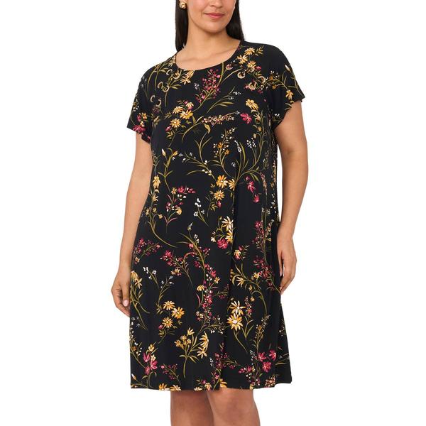 Plus Size MSK Short Sleeve Grommet Shift Trim Dress