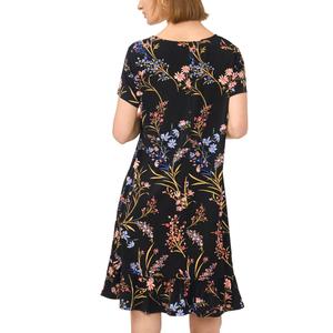 Plus Size MSK Short Sleeve Floral Vine Ruffle Hem A-Line Dress alternate view