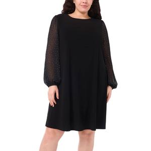 Plus Size MSK Long Sleeve Nailhead Sleeve Shift Dress