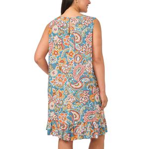 Plus Size MSK Sleeveless Floral Challis Ruffle Hem Shift Dress alternate view