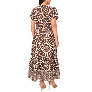 Plus Size MSK Short Sleeve Coastal Smock Waist Maxi Dress alternate view