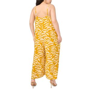 Plus Size MSK Sleeveless Tropical Leaf Challis Jumpsuit alternate view