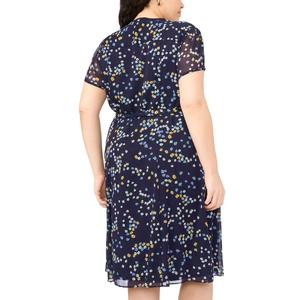 Plus Size MSK Short Sleeve Ditsy Floral Chiffon A-Line Dress alternate view