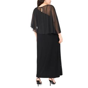 Plus Size MSK Sequin Gown with Asymmetric Cape Overlay alternate view