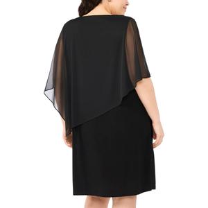 Plus Size MSK Beaded Asymmetric Capelet Shift Dress alternate view