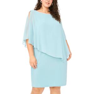 Plus Size MSK Solid Chiffon Rhinestone Cross Back Shift Dress alternate view