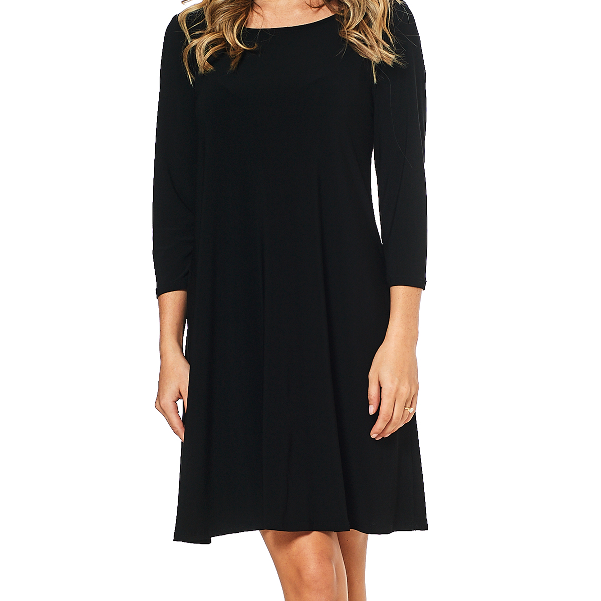 Womens MSK Solid 3/4 Sleeve Solid Fit & Flare Dress