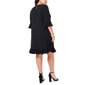 Petite MSK Elbow Sleeve Crepe Ruffle Shift Dress alternate view